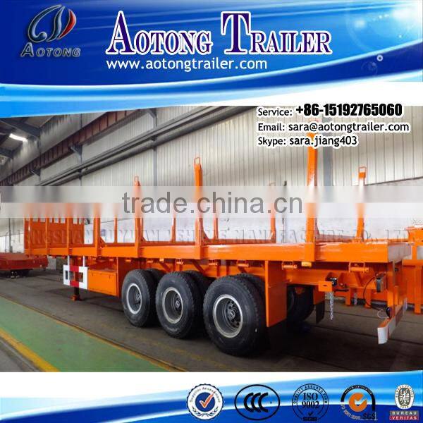 Brand new tri axle 30-60 tons 40 feet flatbed type side wall open bulk cargo trailer/drop side semi trailer(twist lock optional)