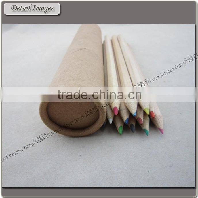 7 Inches Hexagonal Natural Wooden Color Pencil Set In Kraft Paper Tube