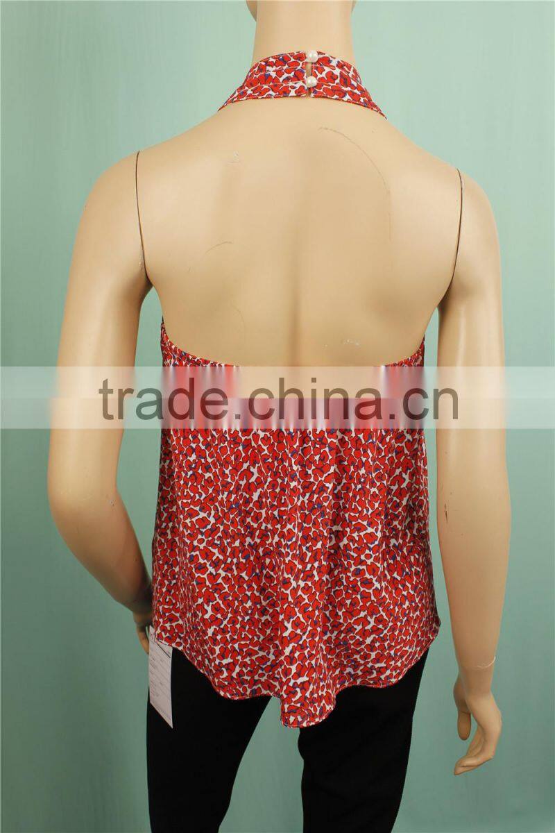 2016 S/S new product sleeveless printed women summer latest fashion blouse design