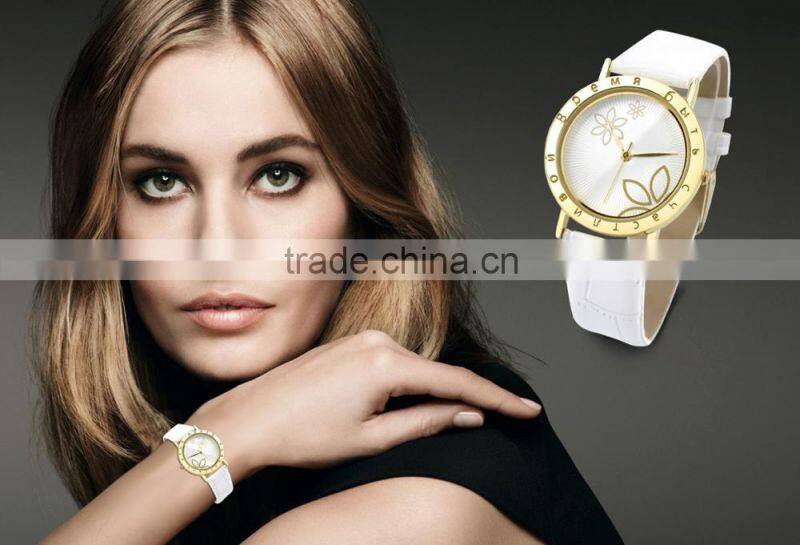 Promotional Gifts 2016 White Leather Simple Fashion Watches Girls