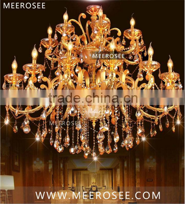 Luxurious Design Crystal Pendant Light,Golden Color Chandelier Crystal ,Pendant Lighting From Meerosee MD3154