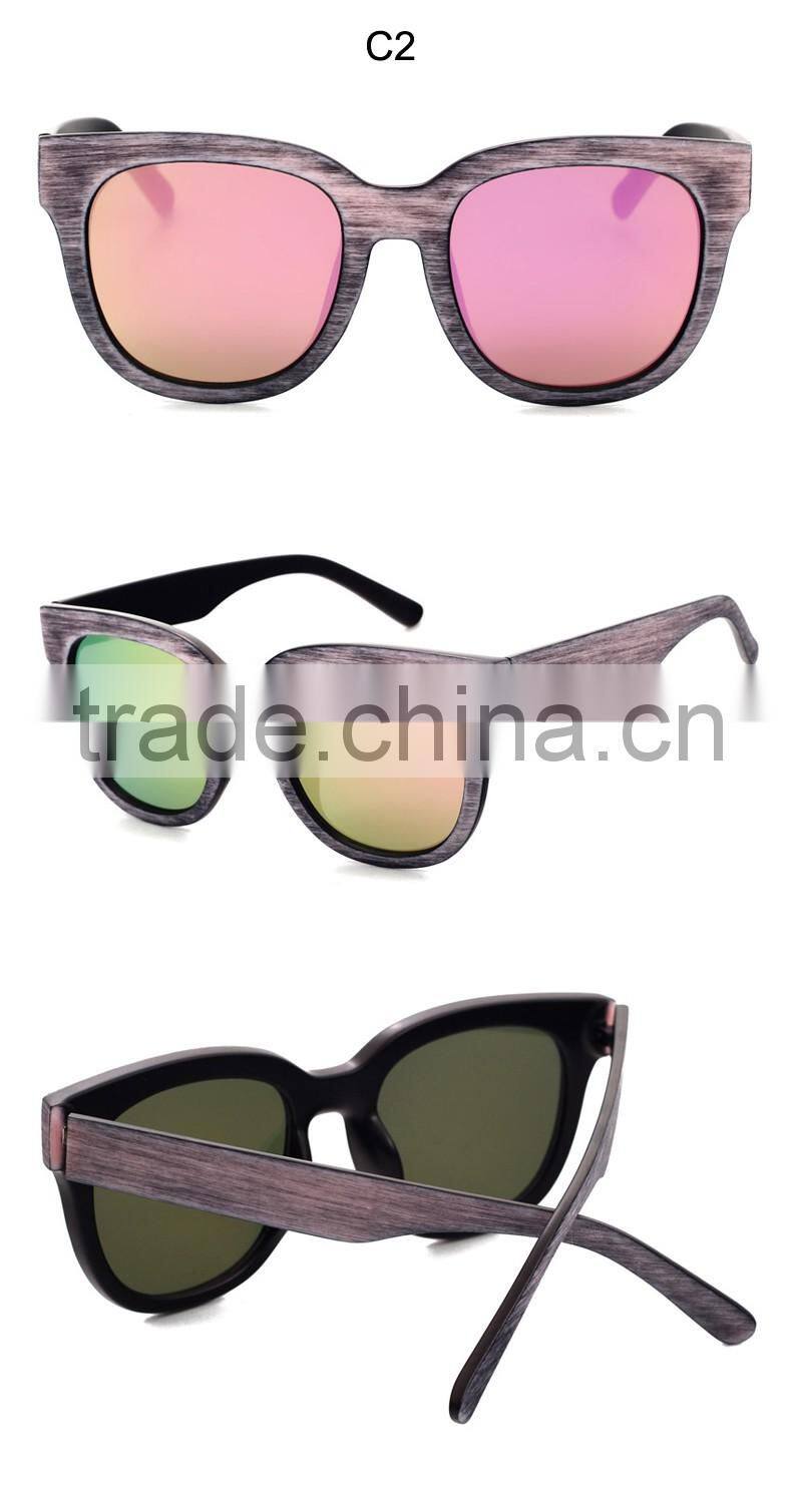 New Round Glasses Imitation Wood Grain Sun Glasses Big Sunglasses Fashion Women 2016 Famous Brand Designer Oculos De Sol CC5008