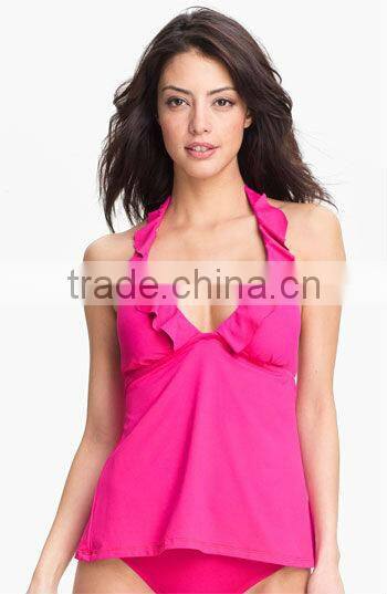 pink fashion padded swimwear tankini women's swimwear