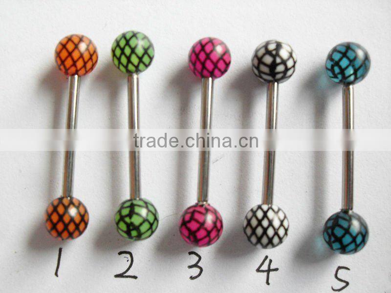 UV Acrylic check print tongue ring