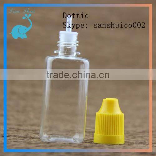 30ml clear square eye drop bottle with yellow childproof cap wholesle eliquid ejuice high quality bottles