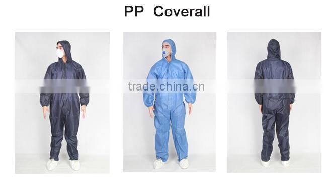 Disposable Microporous Film Laminates Coverall with Blue SMS Inverted Triangle Back
