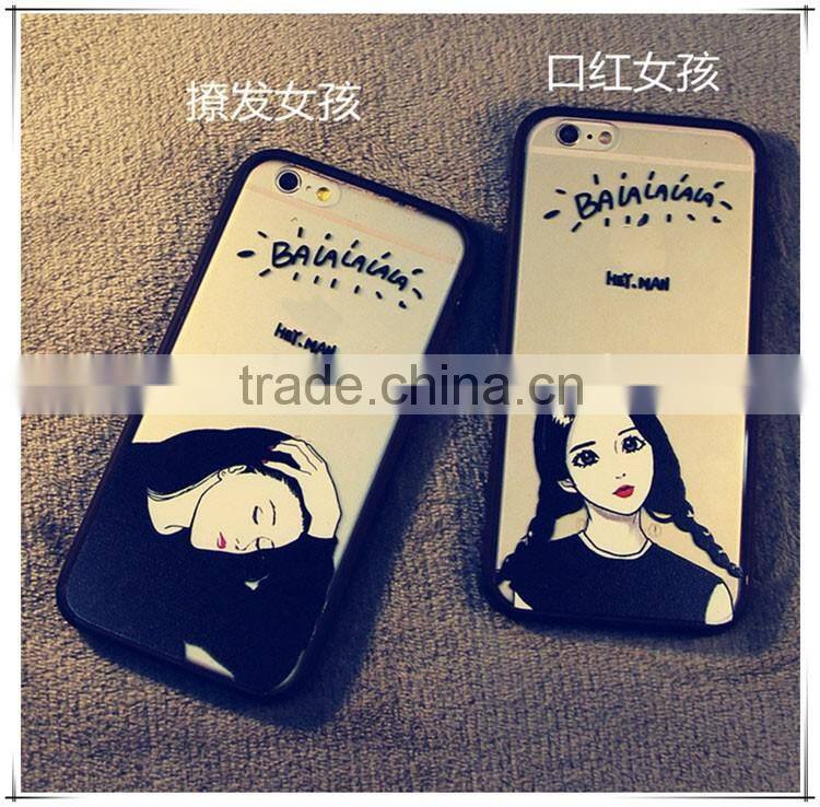Fashion Couple Case TPU Bumper with Plastic Back Case For iPhone 6