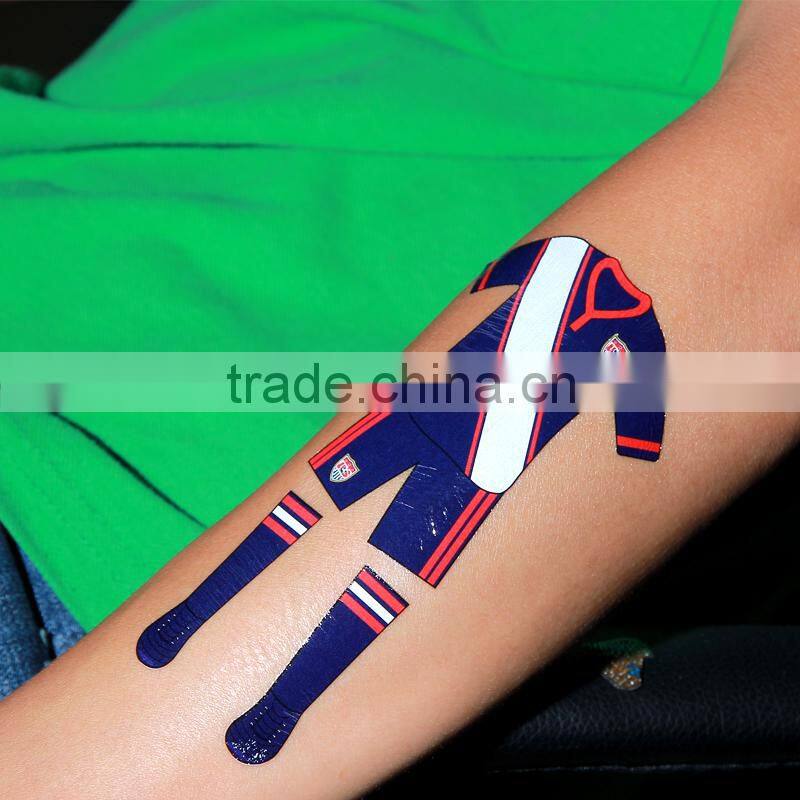 New Arrival glliter CMYK soccer uniform for hands wholesales tattoo sticker