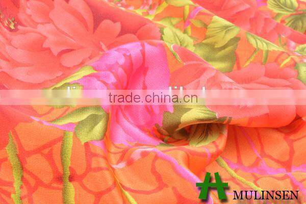 Mulinsen textile printed woven 50D*75D with twist polyester shiny stretch satin fabric