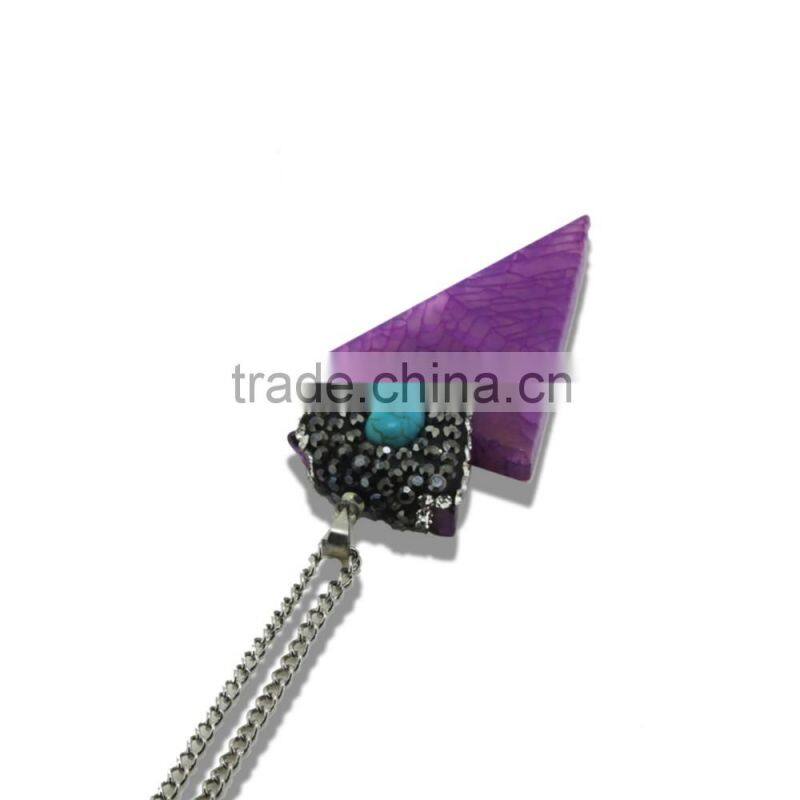 Fashion Triangle And beautiful texture Pendant Necklace Delicate Stone Necklace
