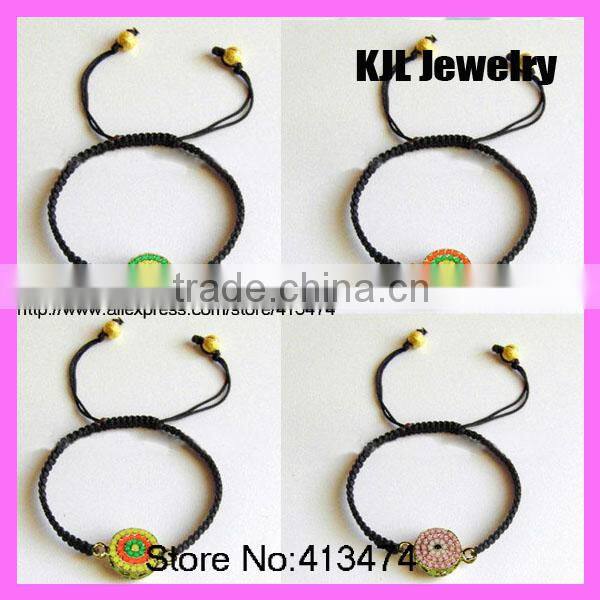 GZKJL-BL0396 crystal rhinestone pave aka charm, pink shamballa macrame braiding aka bracelet