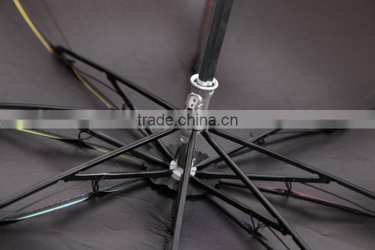 3 fold black gel coated colorful lady Parasol Umbrella, pagoda rainbow umbrella