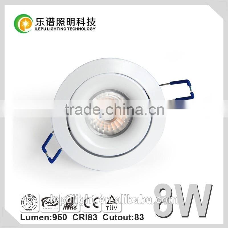 Durable rotating 8w dimmable led recessed downlight