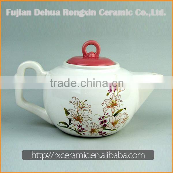 2015 New Design Good Quality Top Sale white color ceramic teapot