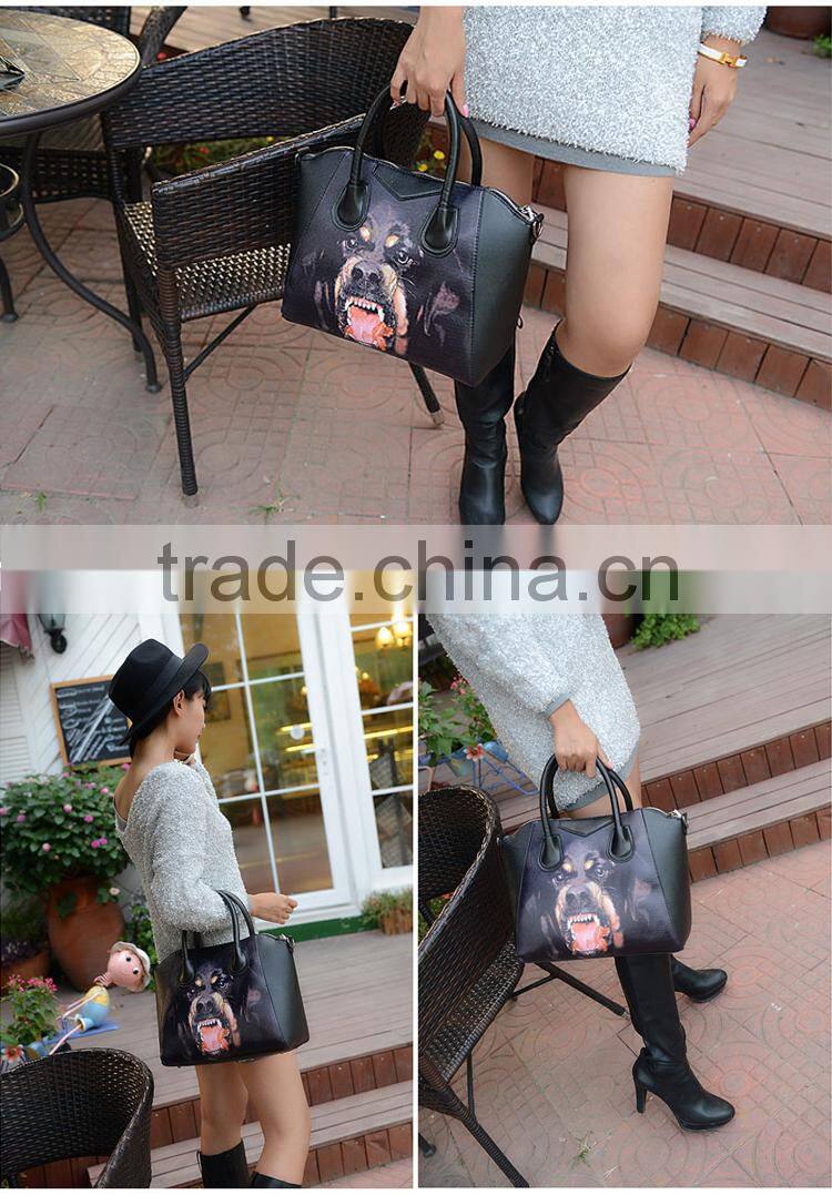 2015 new handbag shoulder bag Messenger bag Korean style PU fashion ladies bag printing cat eyes handbag free shipping