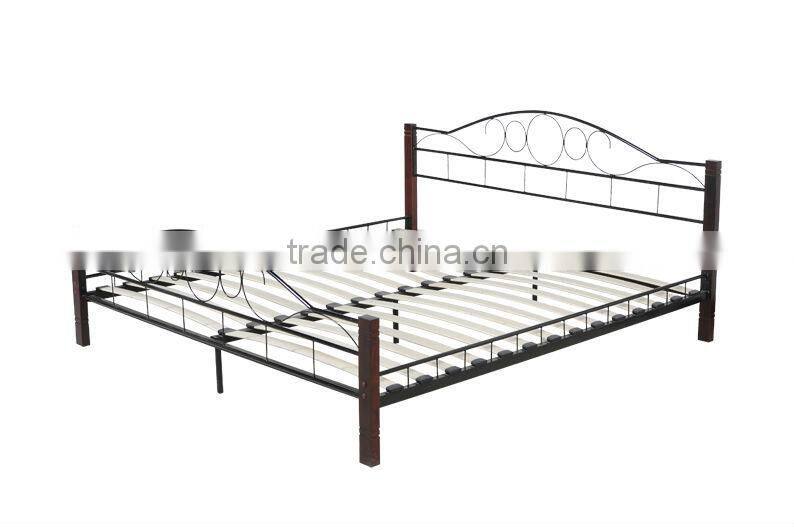 Metal Bed With Wooden Post