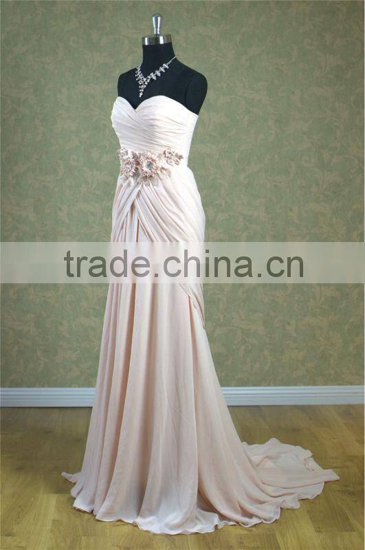 Draped sweetheart casual dress new styles of dresses made of chiffon