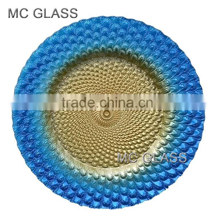 Factory Directly Cheap Wholesale Fancy Wedding Decorative Gold Glass Charger Plate