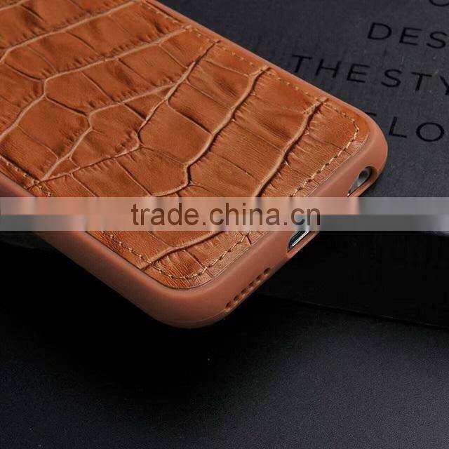 2016 newest fashion Crocodile skin texture leather+tpu phone cover for iphone 7/7s