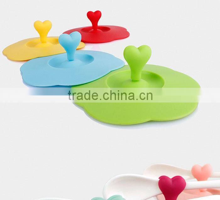 Creative Cute Love-heart Anti-dust Cup Cover Silicone Drinking Glass Cover