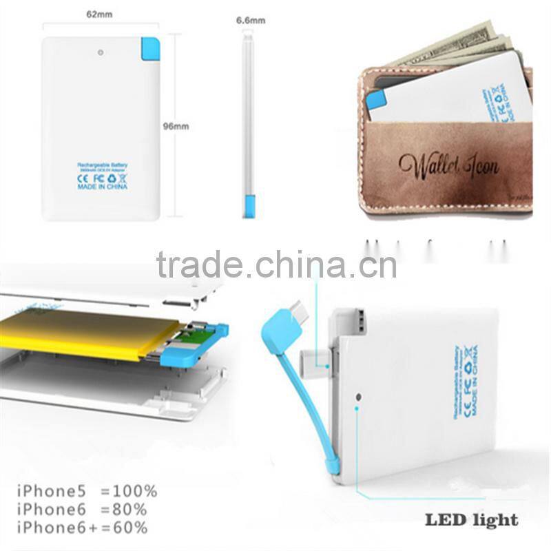 Wholesale portable card shape power bank for mobile phone laptop