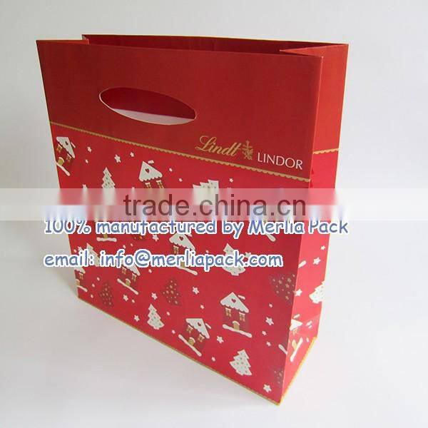 Chocolates Carrier Bags Hot Cafe Candy Die Cut Handle Paper Packaging Euro Totes Bags