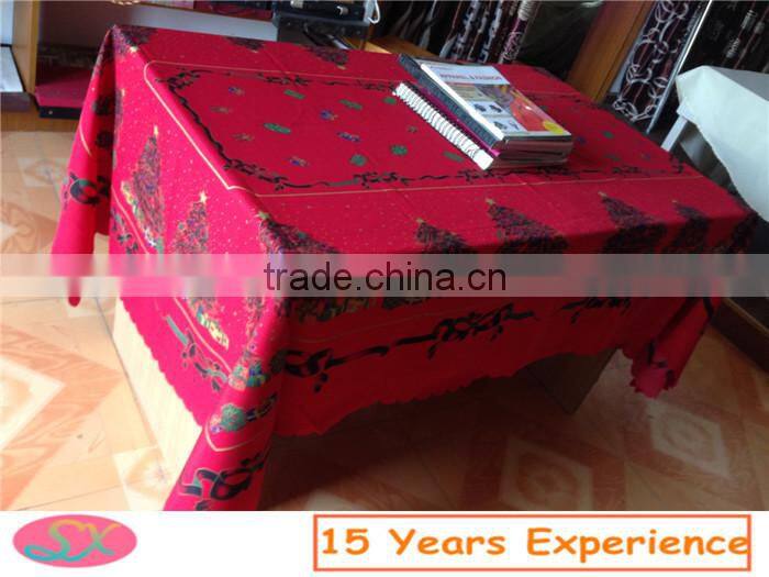 Table cloth factory 100% polyester Christmas table cloth manufacturer