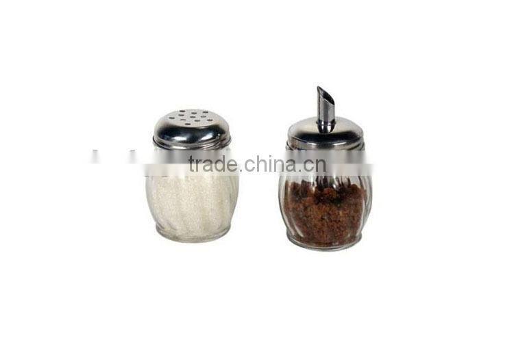 ball shape glass spice jar with metal lid