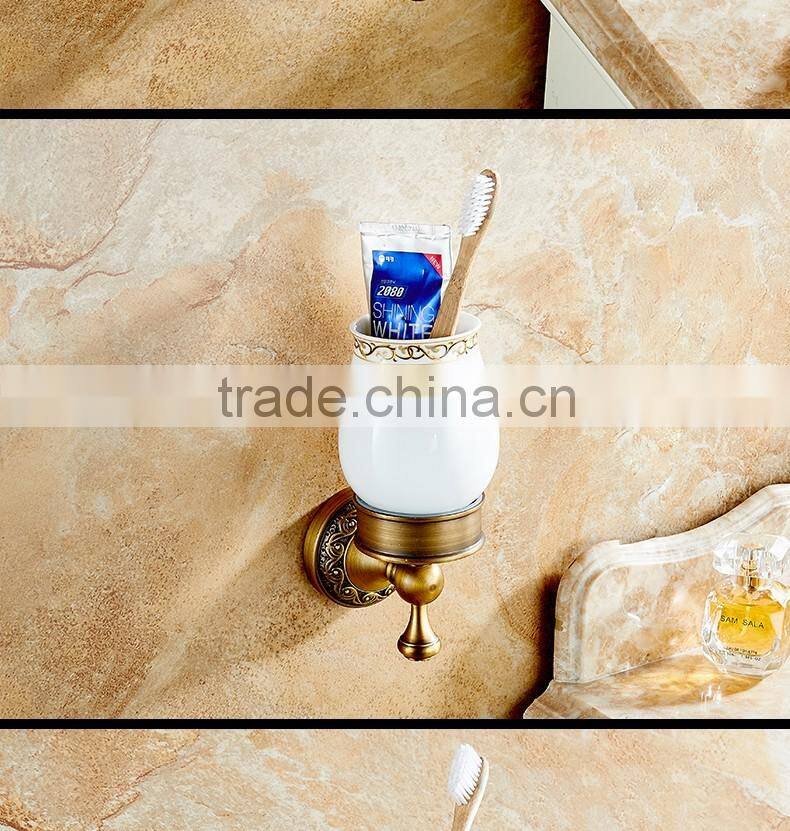 889F hotel use bathroom accessory archaize single cup Carve patterns or designs on woodwork single Tumbler Holder