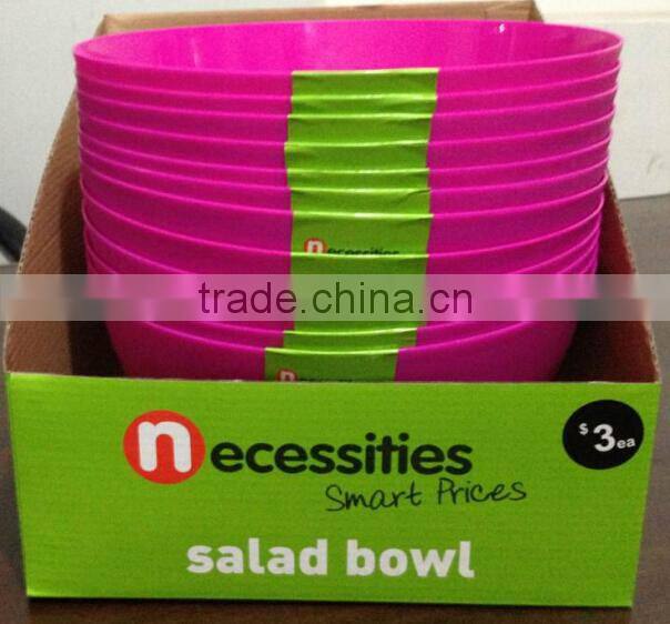 Picnic salad bowl PP 10 inch round (Pink-RHODAMINE RED c) in display box packing #TG1005EG