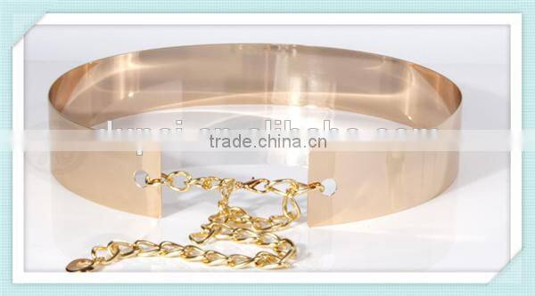 New fashion Pierced silver and golden metal belt with chain