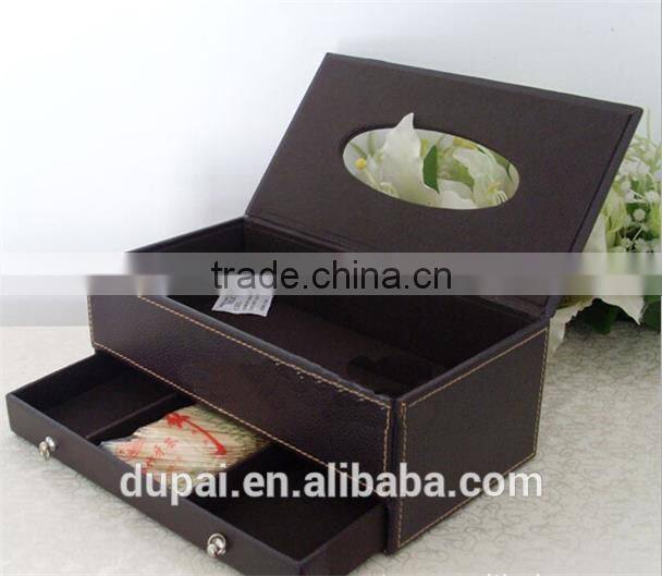 Elegant leather Hotel Supplies wooden tissue box cover