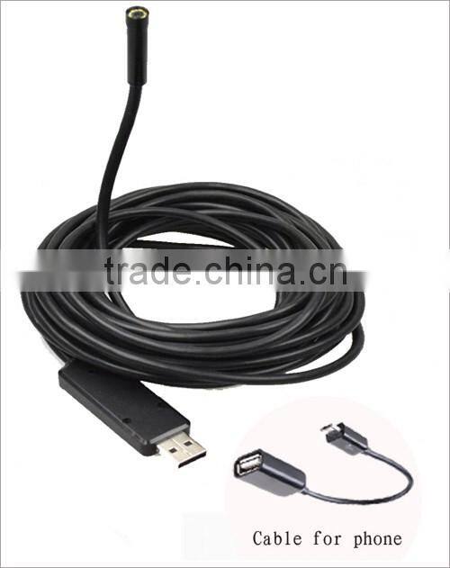 7mm diameter length 3m usb mini pinhole camera with waterproof Android endoscope with OTG