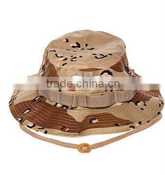 camouflage bucket hats custom woven label desert camo bucket hat with string