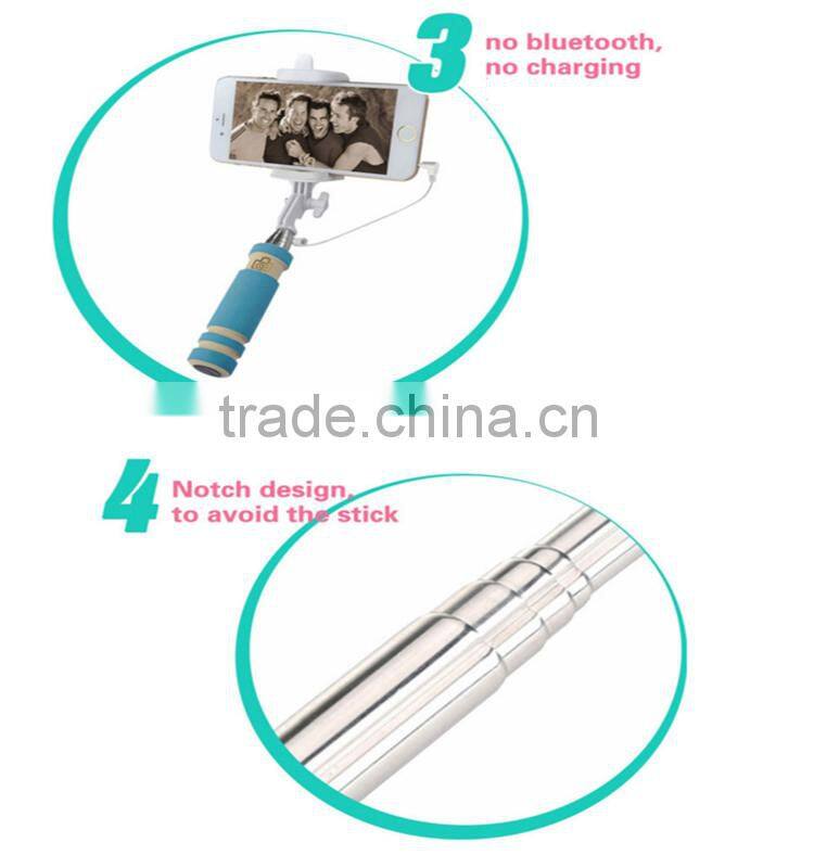 New style high quality cheap remote cable wholesale selfie stick