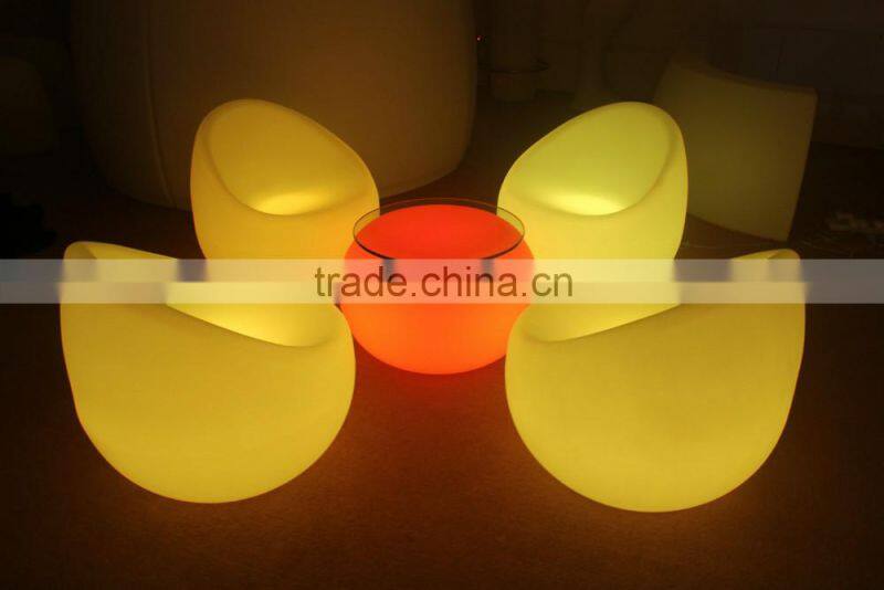 elegang led sofa with lighting Modern Outdoor Furniture Plastic Led Sofa color change for hotelrotomoulding led furniture