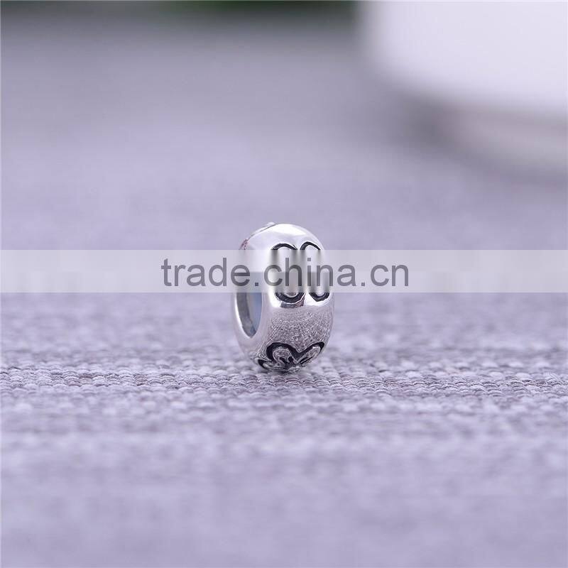 Flower Design Engravable Large Hole Beads Tibetan Silver Beads