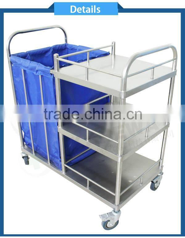 Kareway stainless steel hospital waste cart with wheels,hospital cleaning trolley