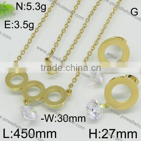 Fashion made in china stainless steel gold jewelry sets