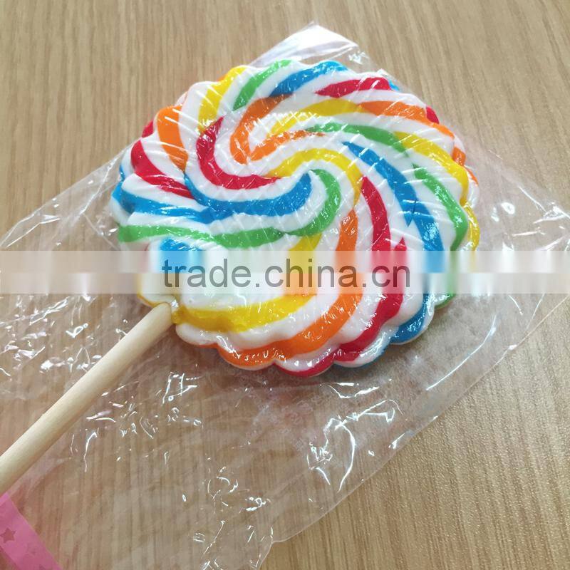 30g multi-colored sunflower shape round flat lollipop