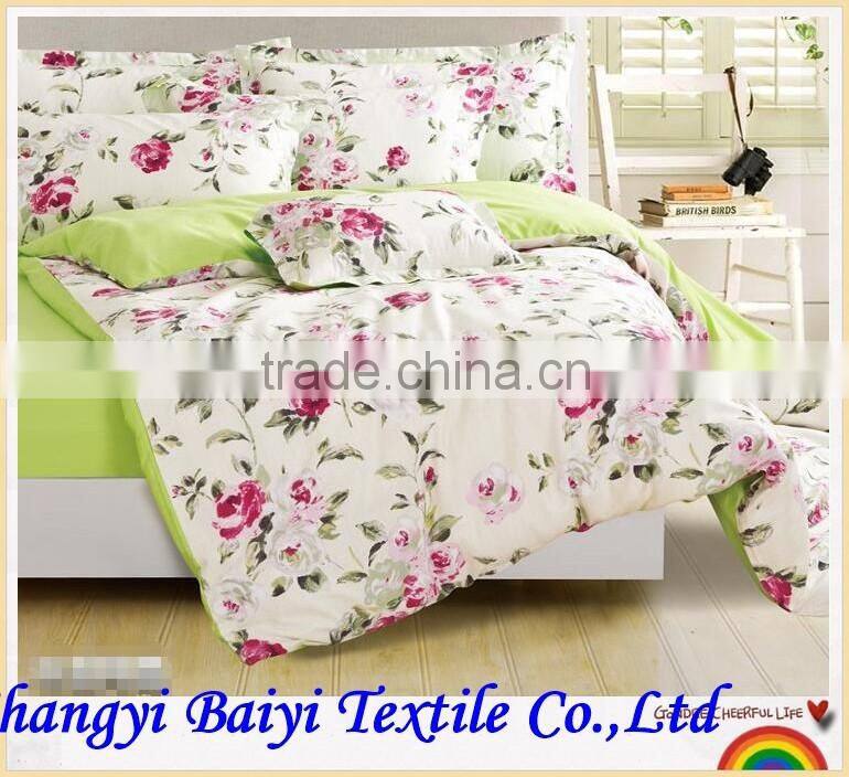 100% polyester fabric wholesale flower print style printed & dyed fabric wide width microfiber bedsheet