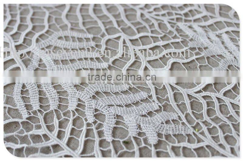 Fashion design hollow out water soluble austrian lace fabric in white