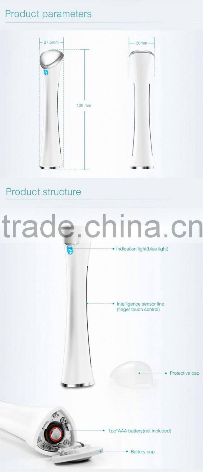 Ms.W China Wholesale Promotional Gift Best Home Use Electric Vibration Eye Care Sonic Ionic Infusion Massager
