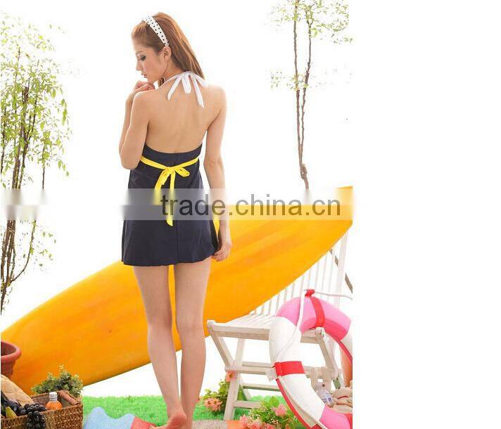 New Navy Style Women's Padded Hot Springs Swimwear Push up Bathing Suit Bikini Swimsuit Skirt