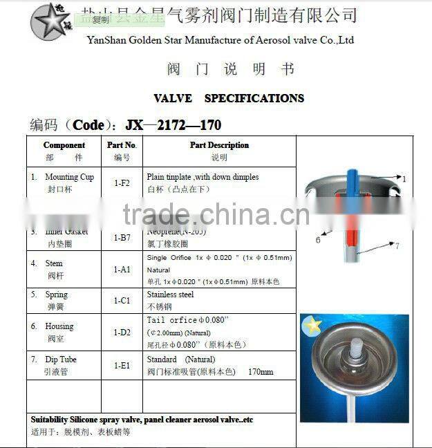 Silicone spary valve for aerosol