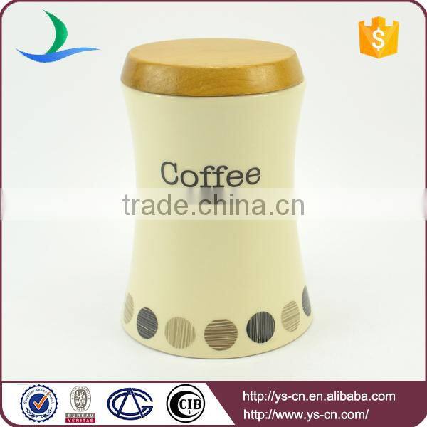 Wholesale ceramic modern dot decal storage Jars with wooden lid