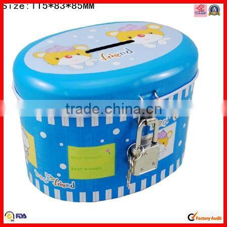 with handle oval money metal tin