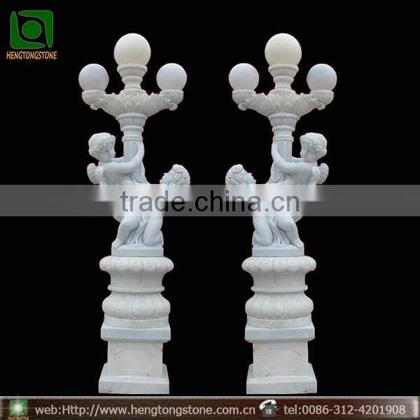 Antique White Marble Angel Statue Design Garden Lamps