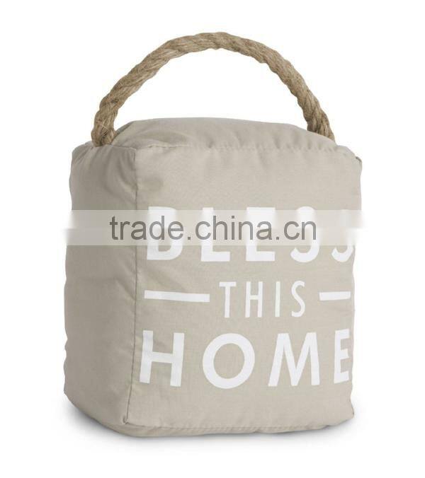 Store More Bless This Home Monogrammed Canvas Door Stopper with Rope