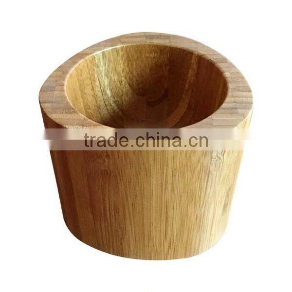 Natural Bamboo Wooden Food Processing Grinding Tank Hammer, Bamboo Wooden Garlic Bowl Easy To Use